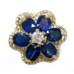 B2140 14K SLIDE WITH DIAMOND CENTER/FLOWER DESIGN 